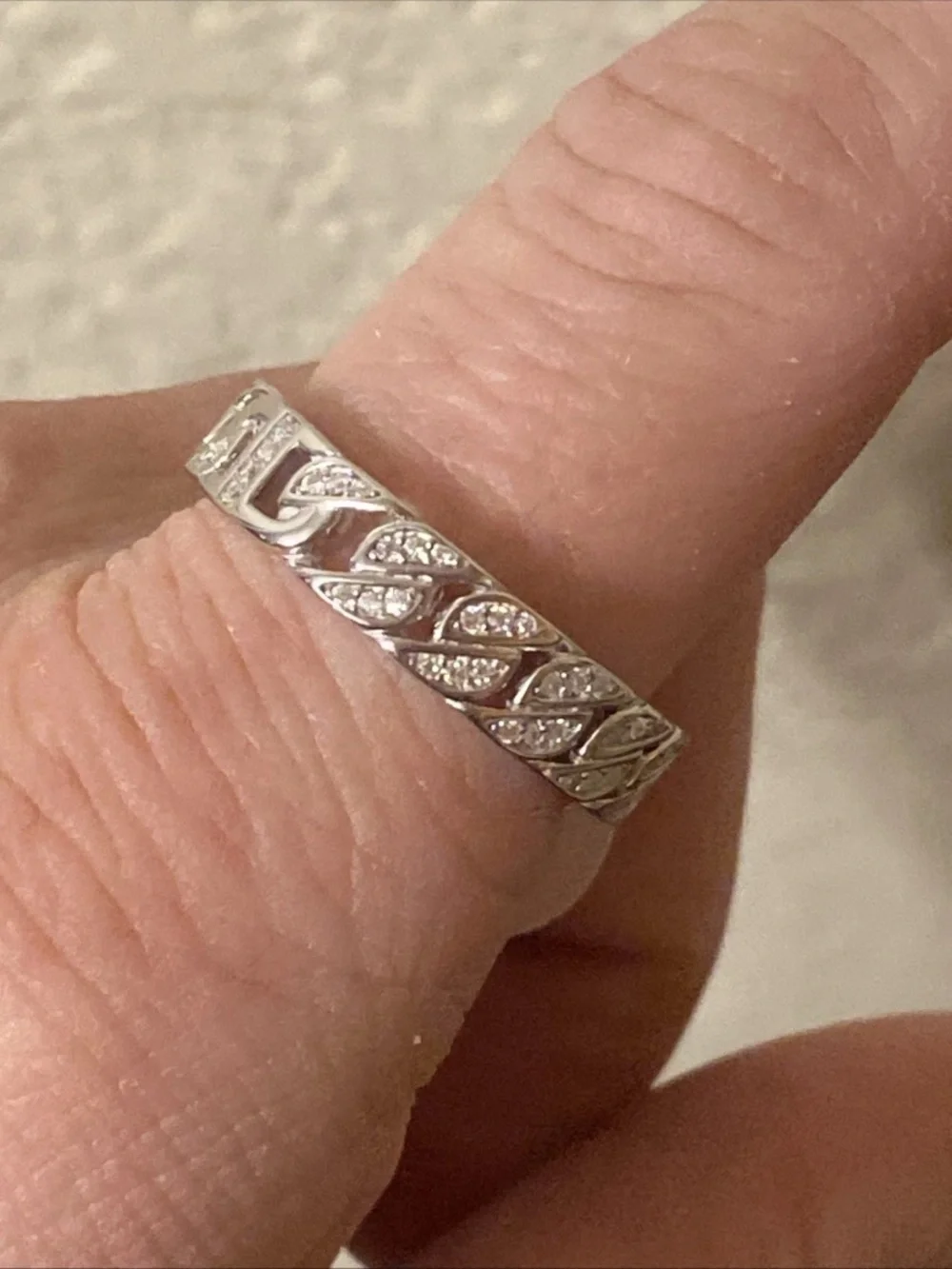 Men’s Sterling Silver Mossainte Ring Size 10